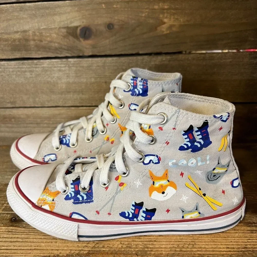 Big Kids CTAS Wolf Pack Mouse Hi Top Gray Lace Up Shoes Sneakers Size‎ 3 Y GUC